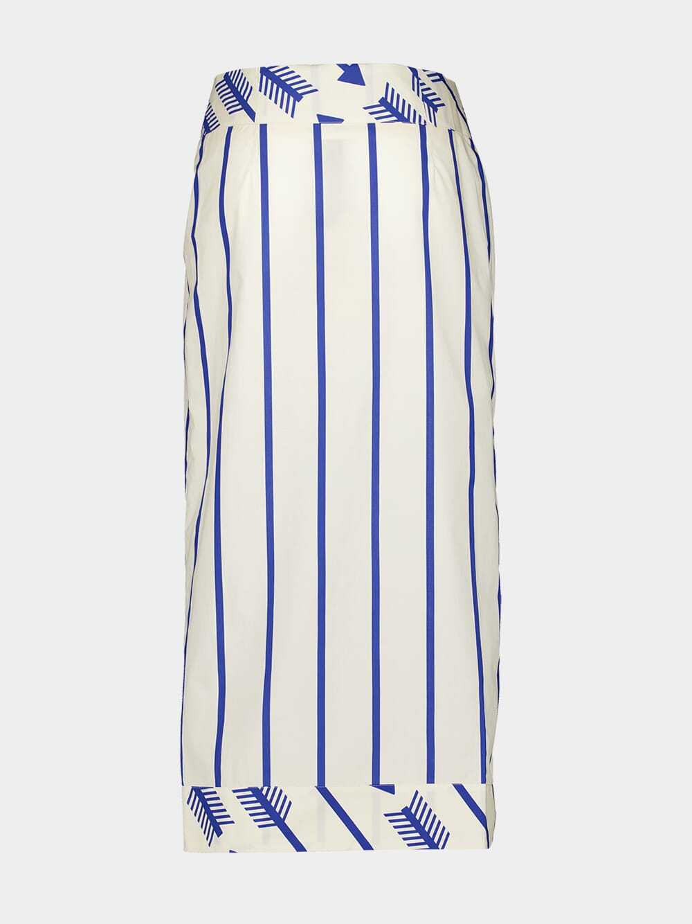 Johanna Ortiz Mar De Cortes Midi Skirt Arrow Stripes Blue In White