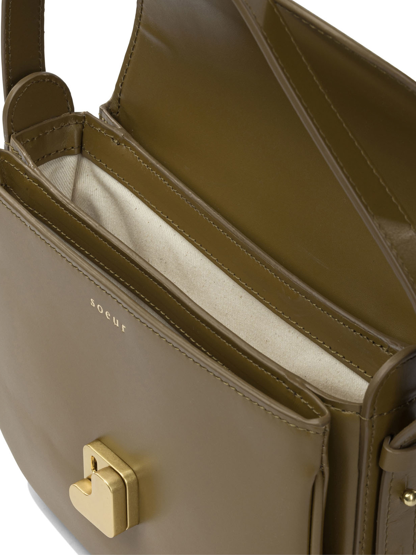 Soeur Crossbody Bag Adjustable Strap Leather Finish In Green