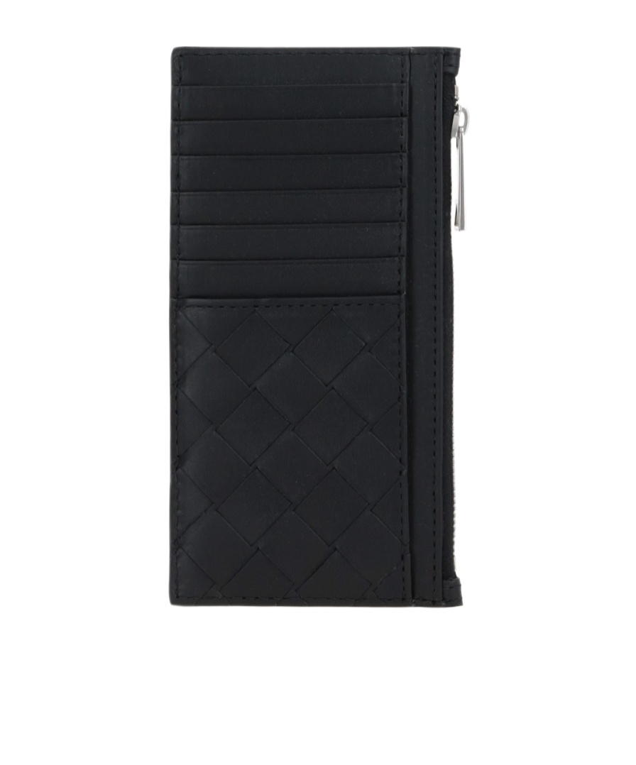 Bottega Veneta Intrecciato Leather Card Holder In Black