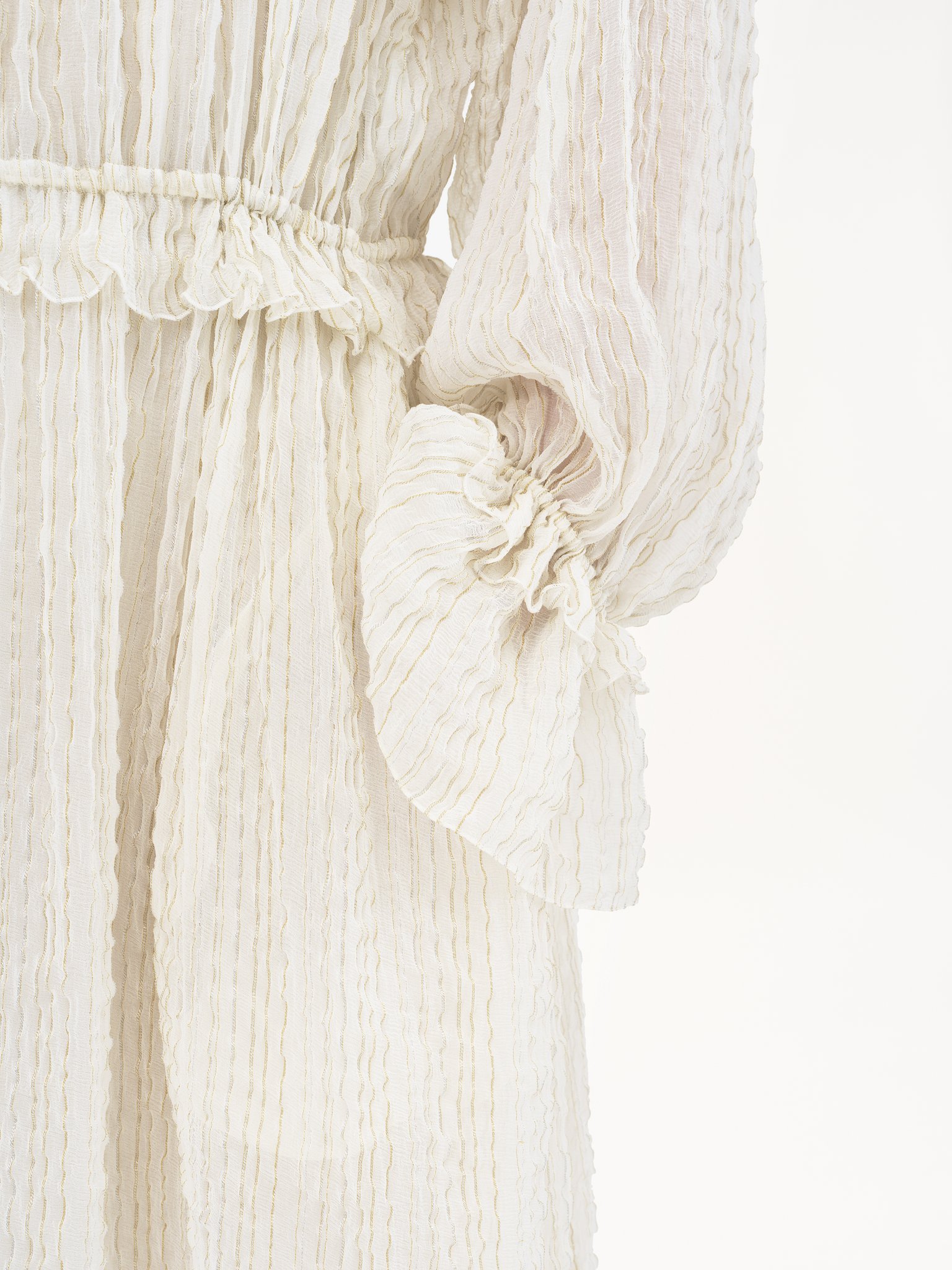Chloé Gathered Long Dress In Silk Crêpon White Size 6 100% Silk, Pinctada Maxima, Farmed, Coo Australia In White
