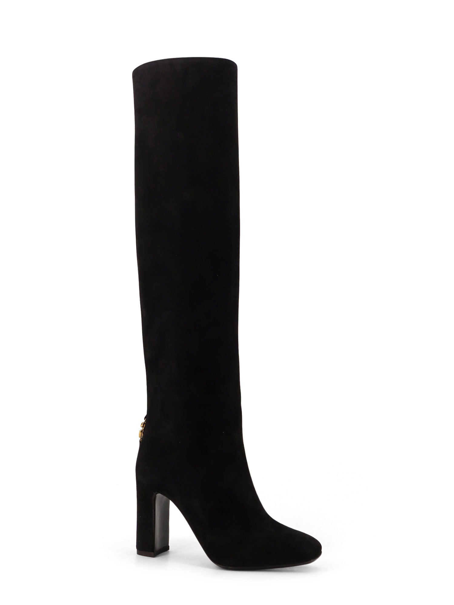 Dolce & Gabbana Logo Thigh-high Boots In Black
