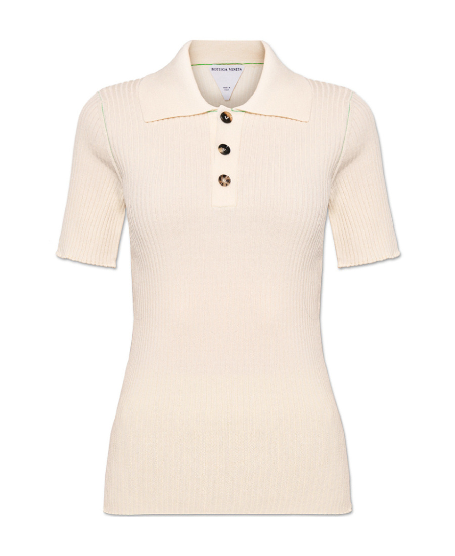 Bottega Veneta Short Sleeved Polo Shirt In White