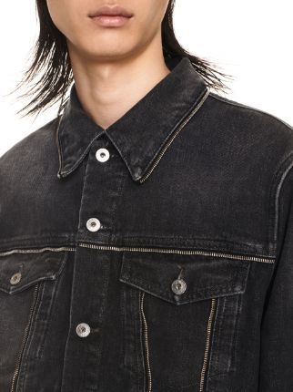 Off-white For Ever Denim Skate Jacket With Decorative Zips In Black