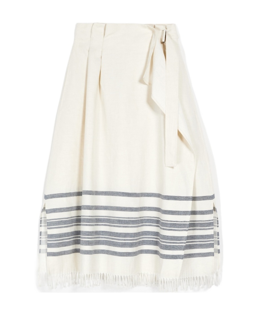 Weekend Max Mara Striped Printed Skirt In White