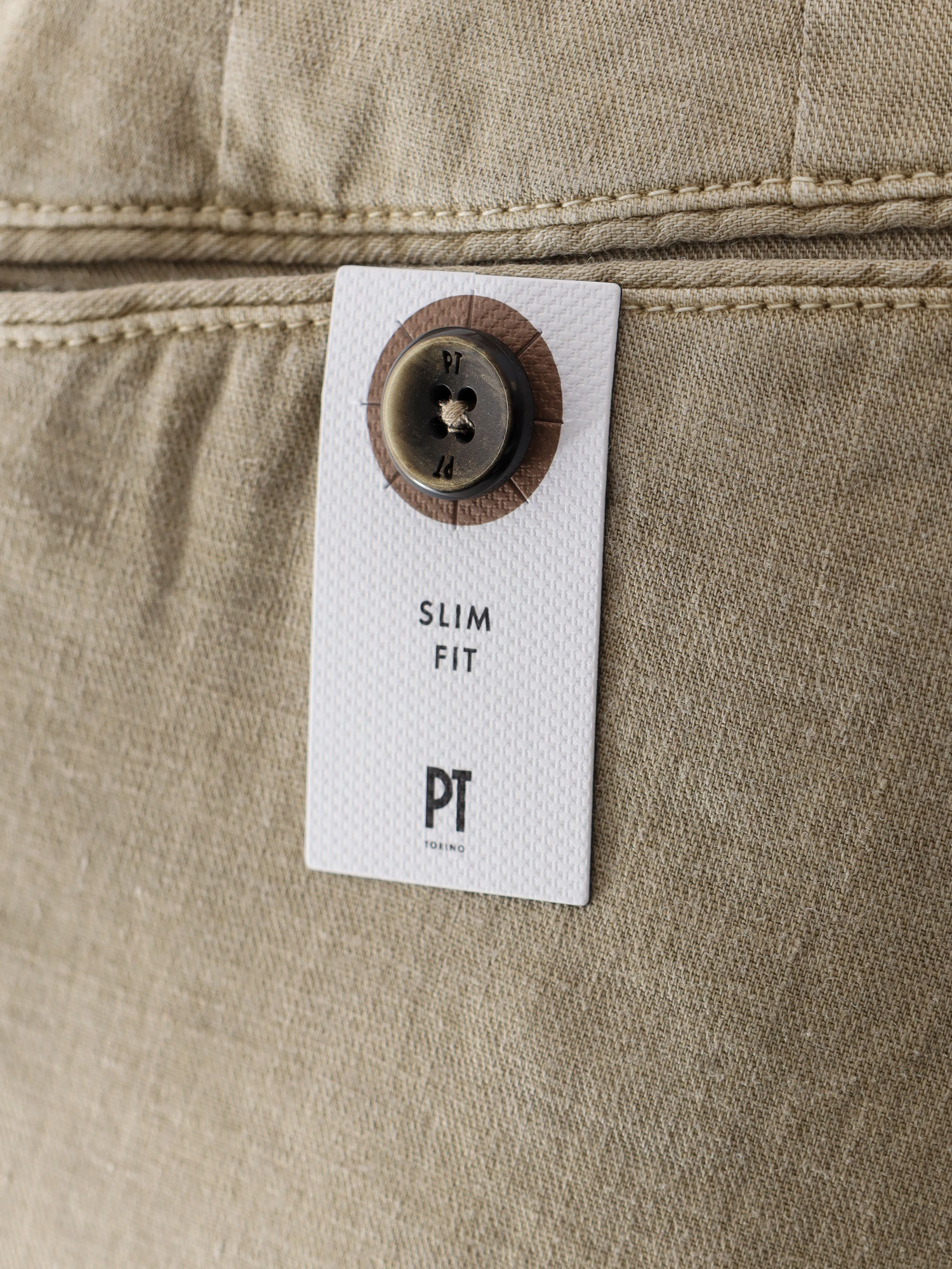 Pt Torino Mid-rise Linen Blend Chinos In Nude