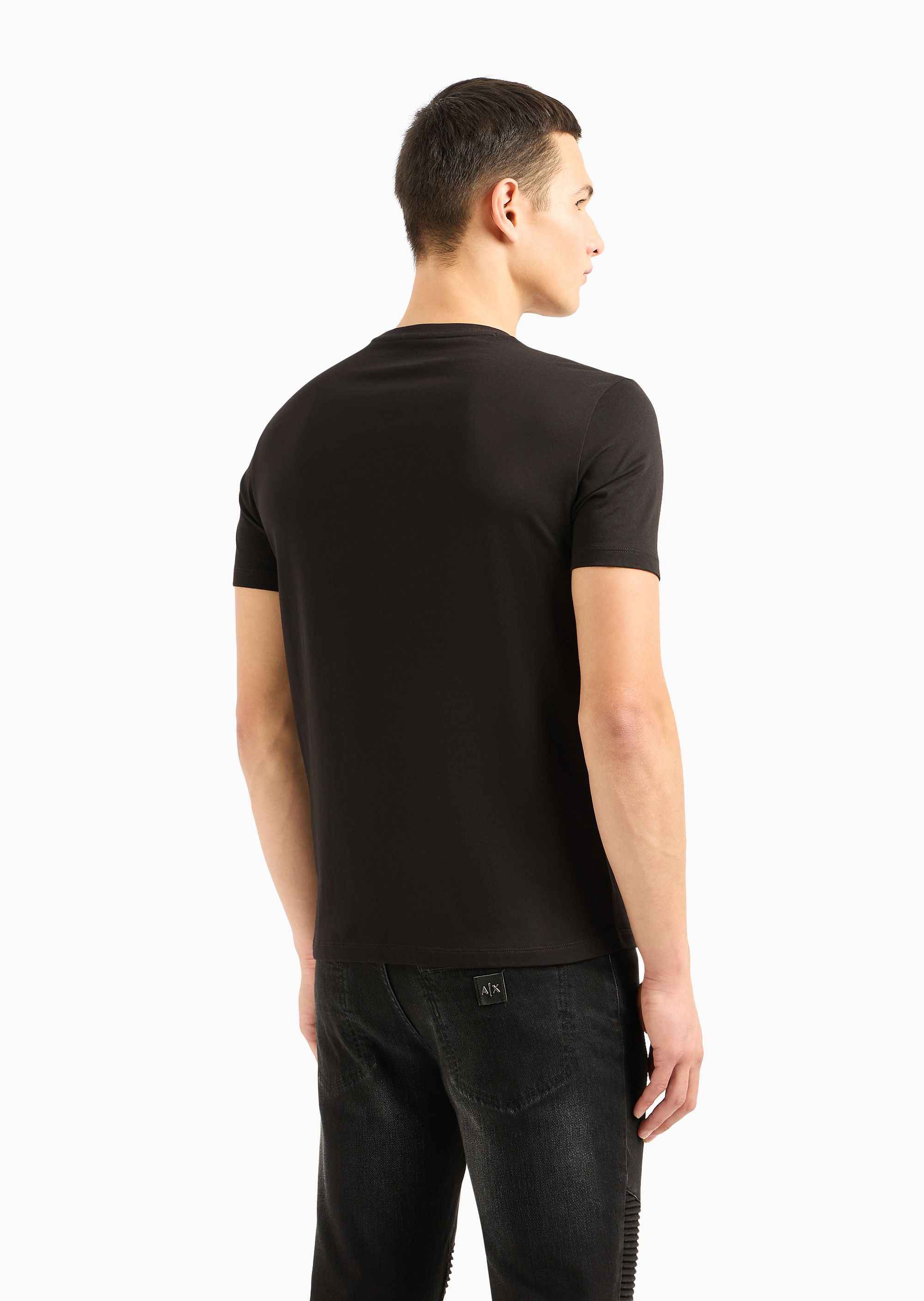 Armani Exchange T-shirt With Round Neck And Short Sleeves In Black