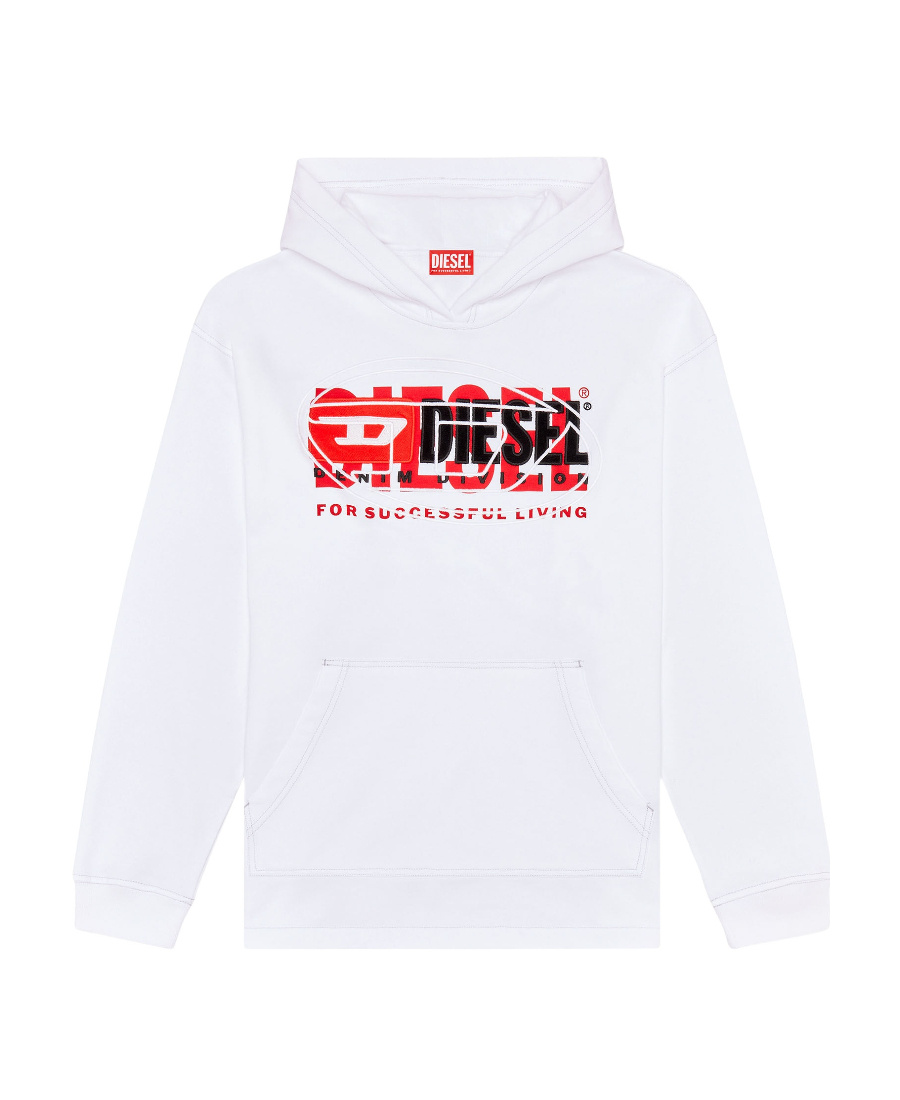 Diesel Logo Hoodie In White