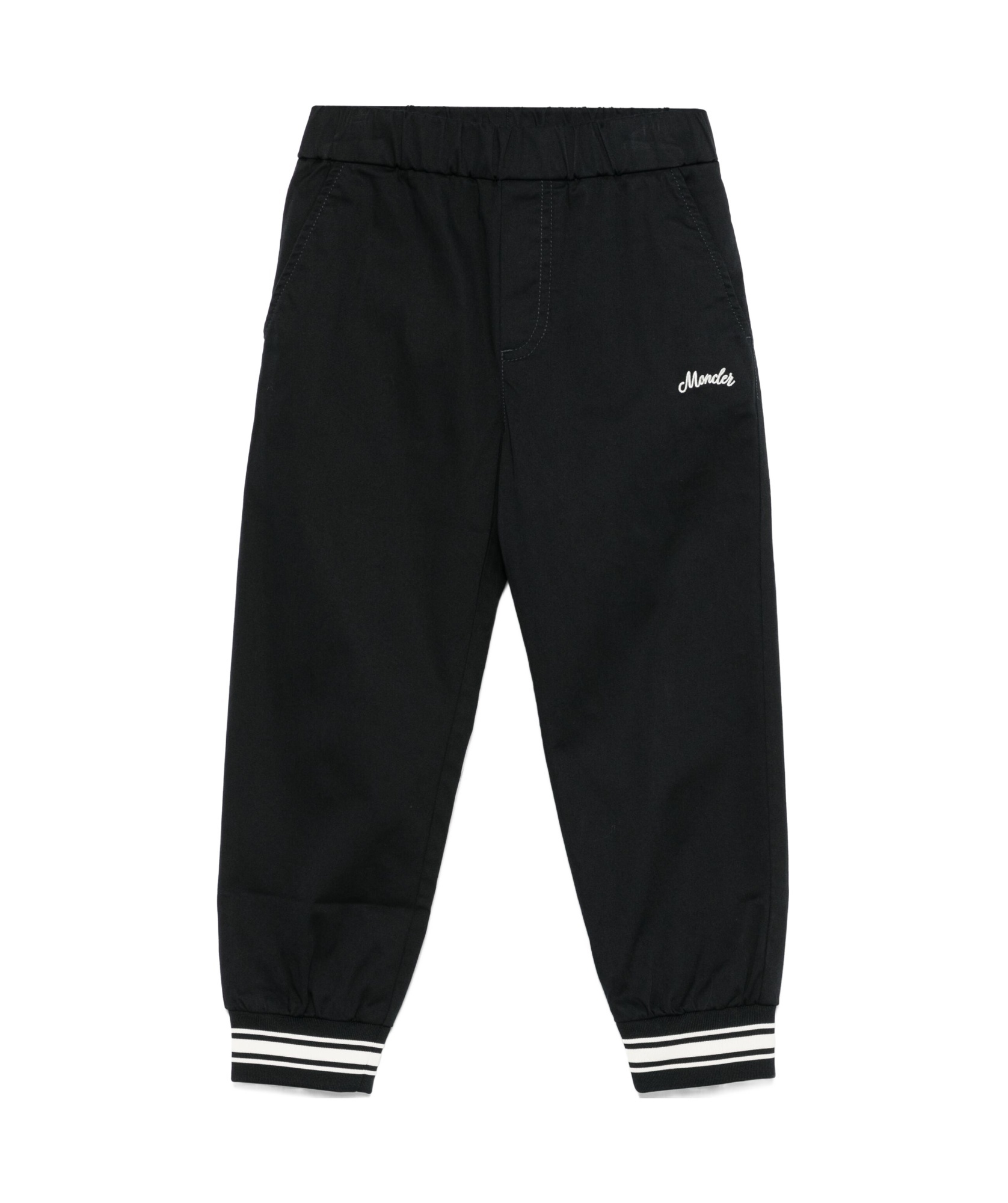 Moncler Logo-embroidered Trousers In Black