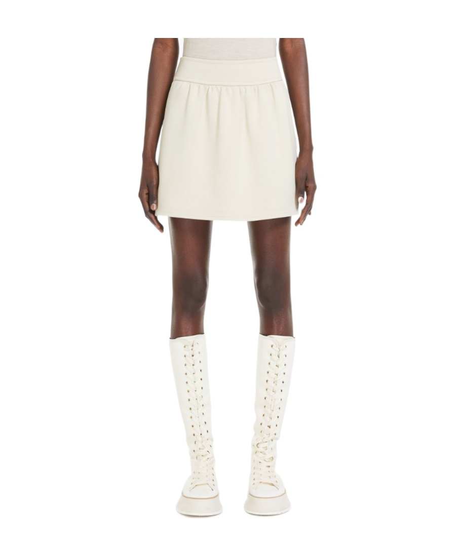 Max Mara Pleated Detail Skirt In White