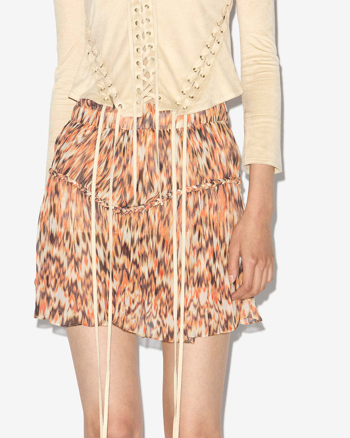 Isabel Marant Roumi Printed Cotton Skirt In Nude