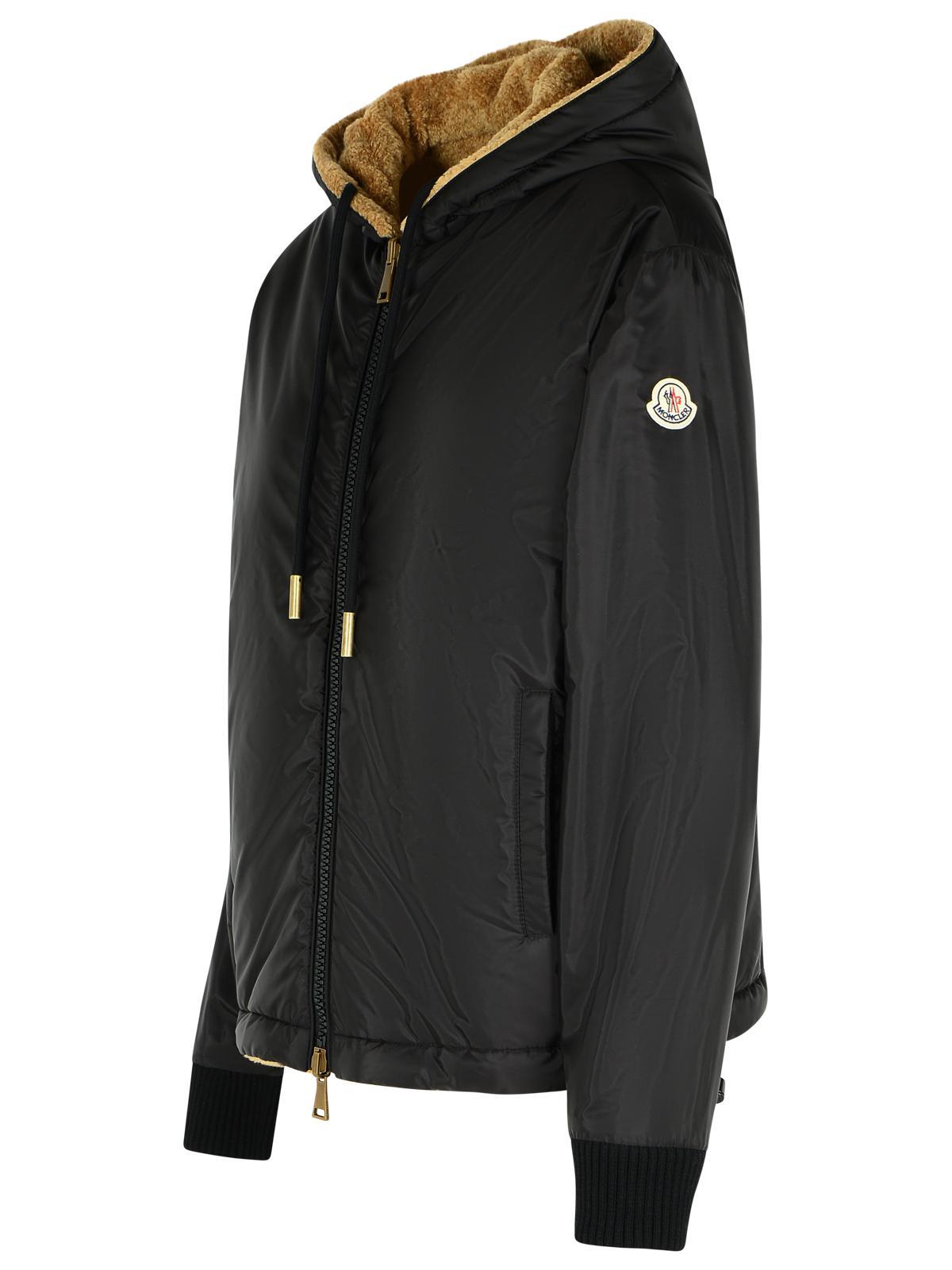 Moncler Long-sleeved Hooded Casual Jacket In Brown
