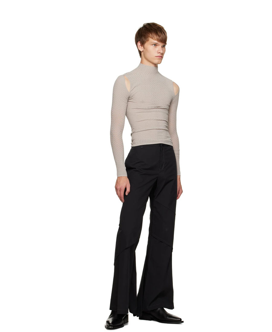 Dion Lee Draped-panel Flared Trousers In Black