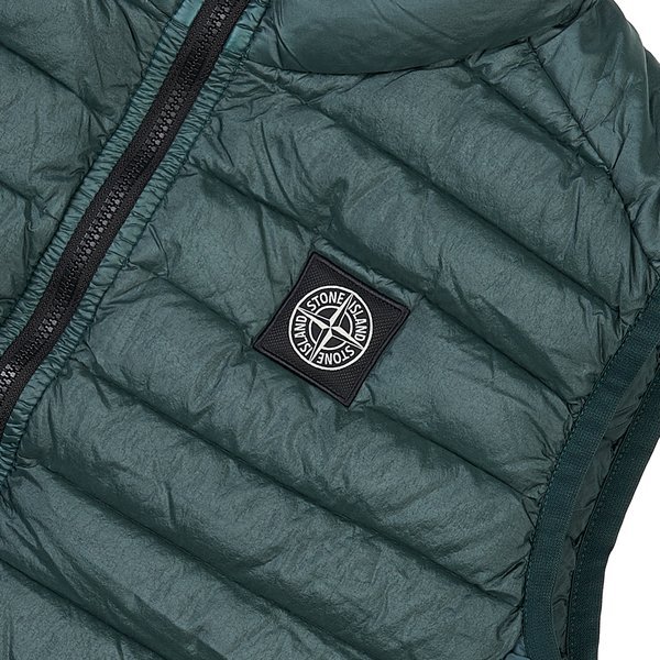 Stone Island High-necked Sleeveless Down Jacket In Green