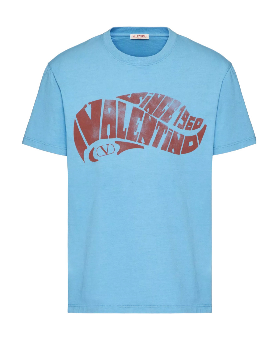 Valentino Logo-print T-shirt In Blue