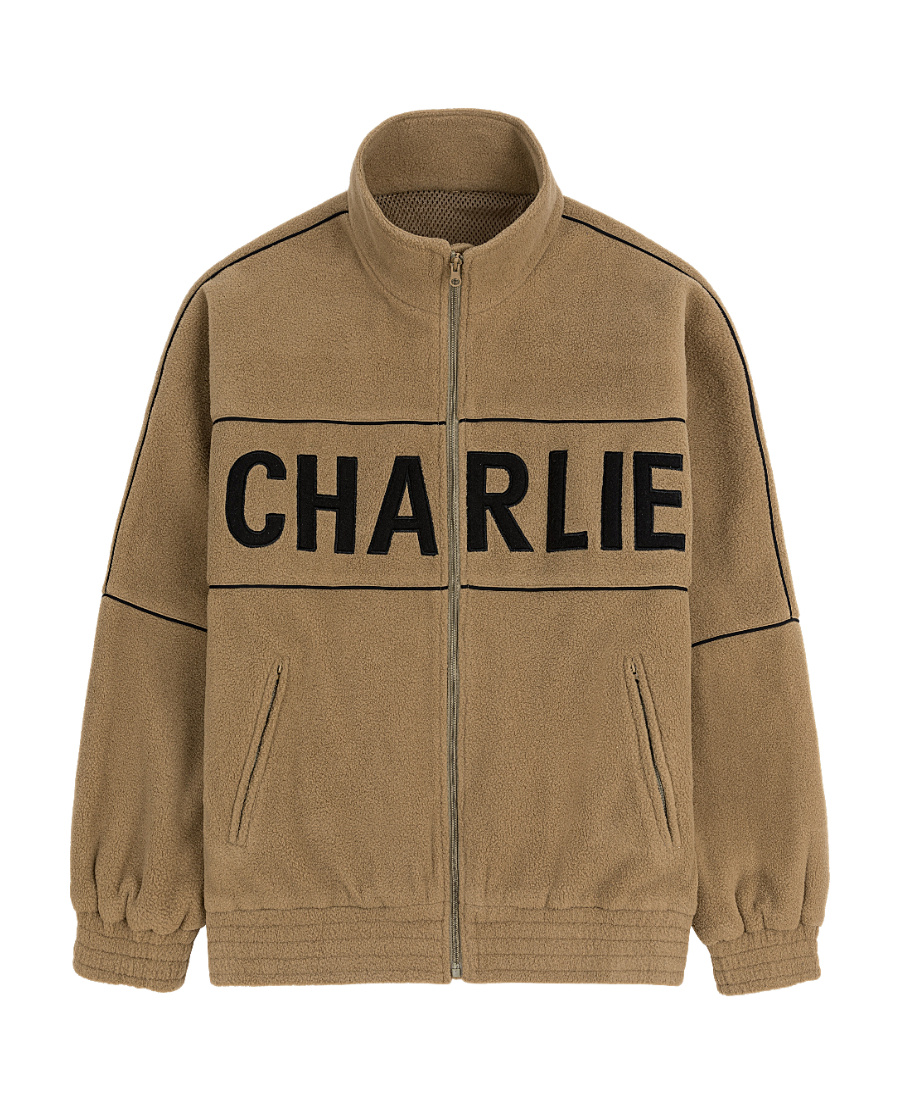 Charlie Luciano Stand-collar Logo Casual Jacket In Brown