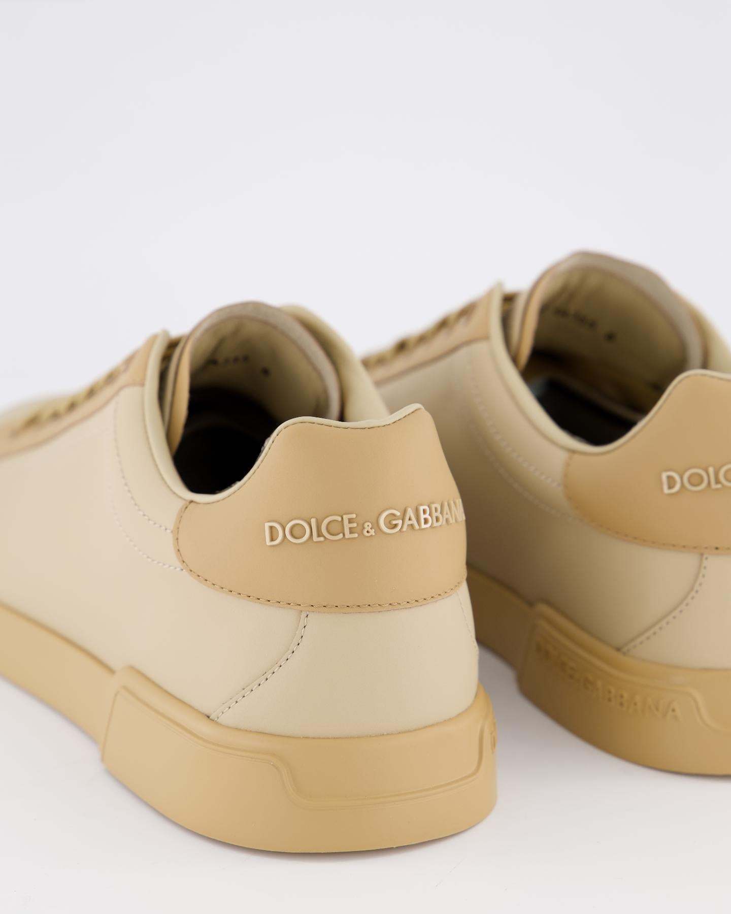 Dolce & Gabbana Lace-up Low-cut Sneakers In Nude