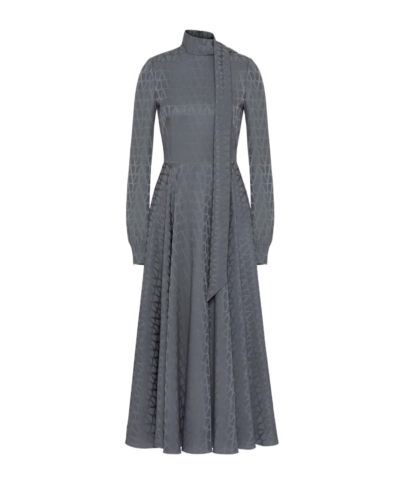 Valentino Iconograph Print Midi Dress In Gray