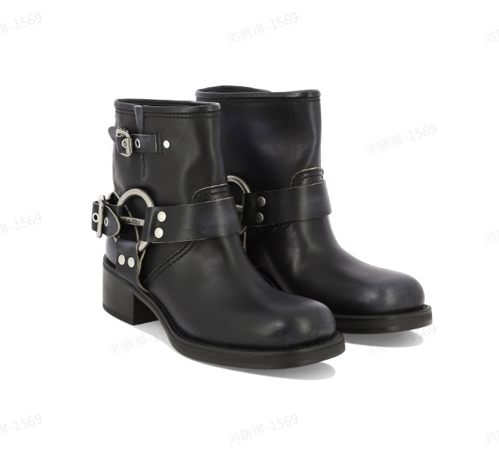 Miu Miu Leather Vintage-effect Ankle Boots 50 In Black