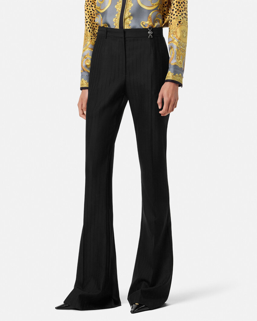 Versace Informal Pant Responsible Wool Tonal Pinstripes Clothing In Black