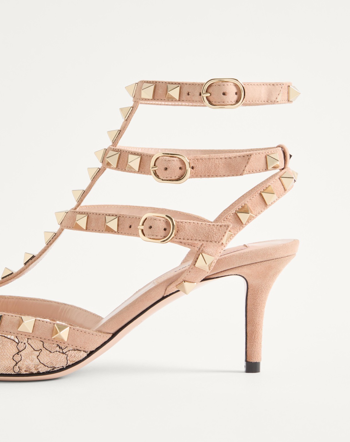 Valentino 65mm Rockstud Lace Ankle-strap Pumps In Multi