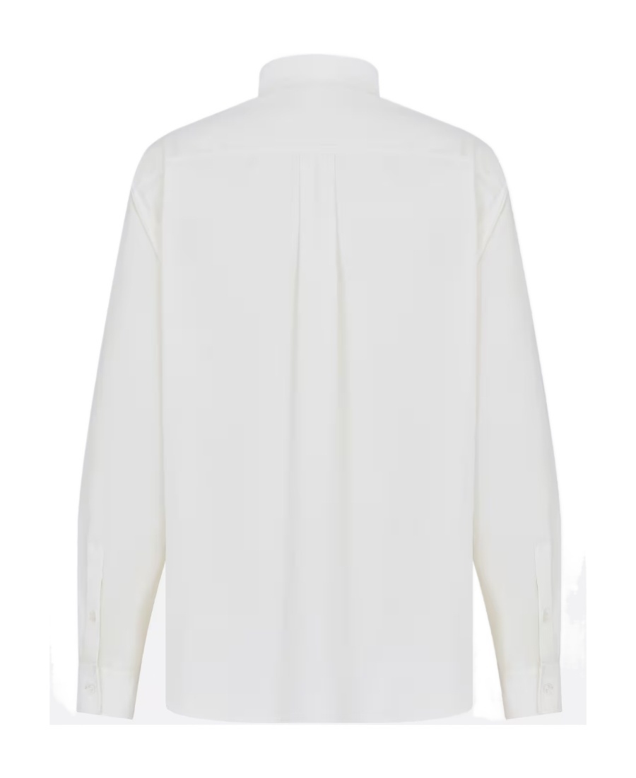 Dior Button-down Collar Poplin Cotton Shirt With Embroidered Logo In White