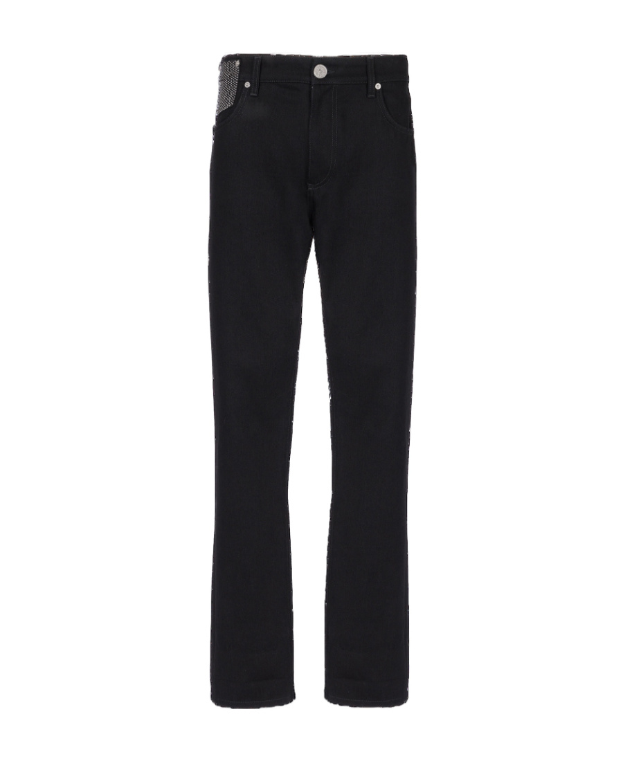 Balmain Black Mid Rise Jeans In Black