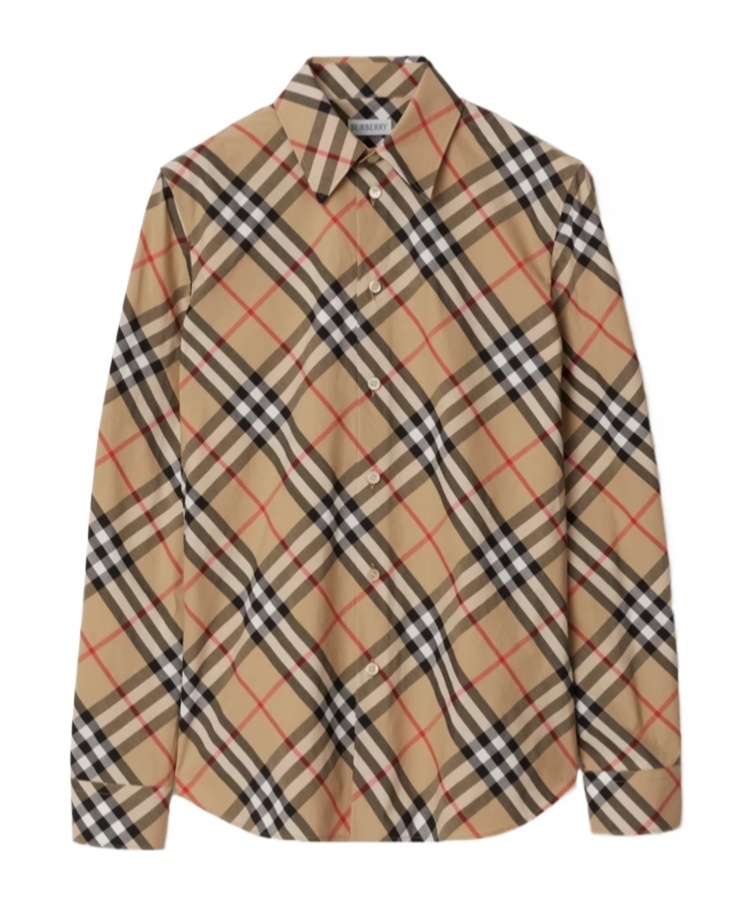 Shop Burberry Check-pattern Cotton Shirt In Brown