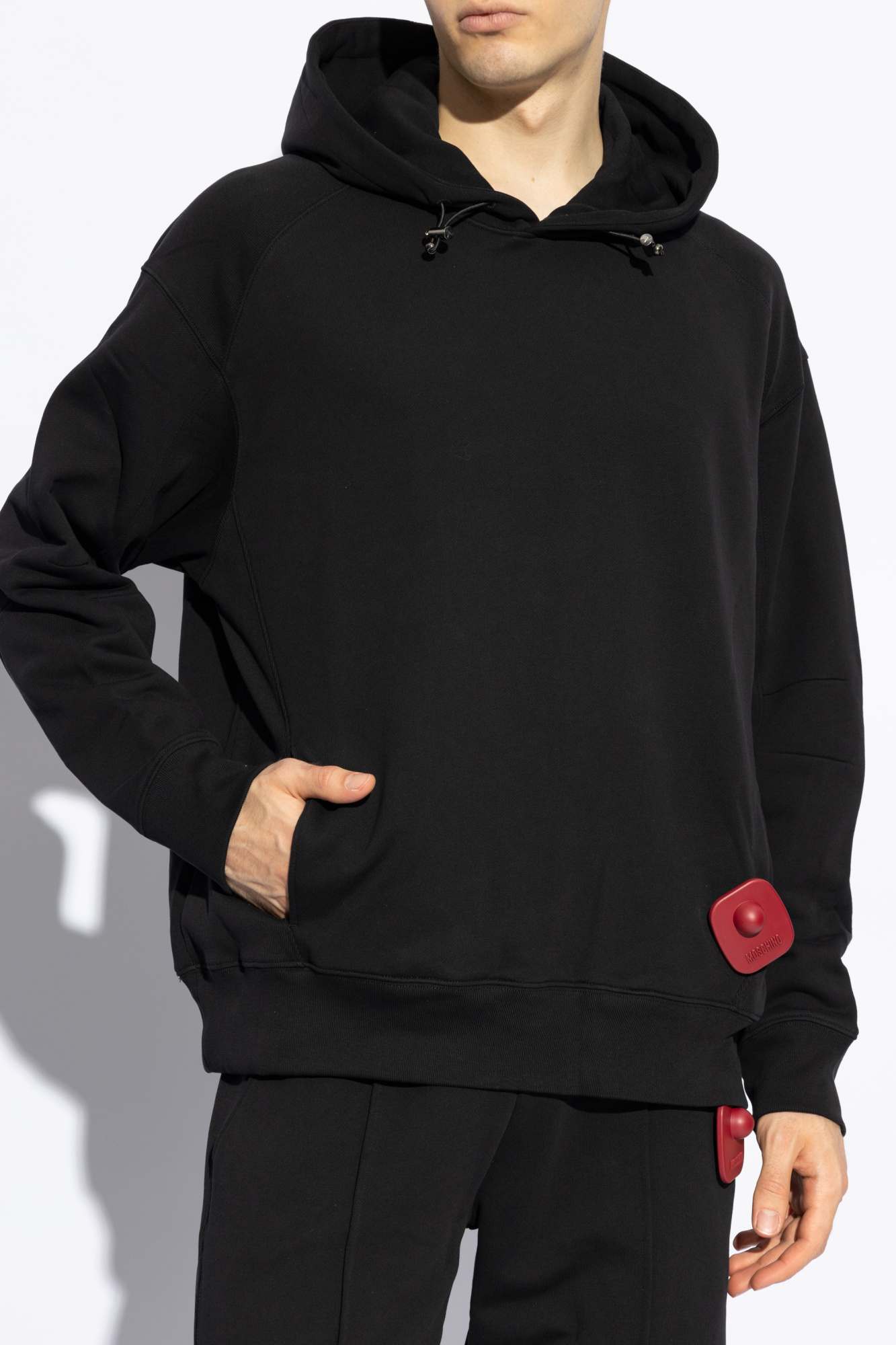 Moschino Drawstring Long-sleeved Hoodie In Black