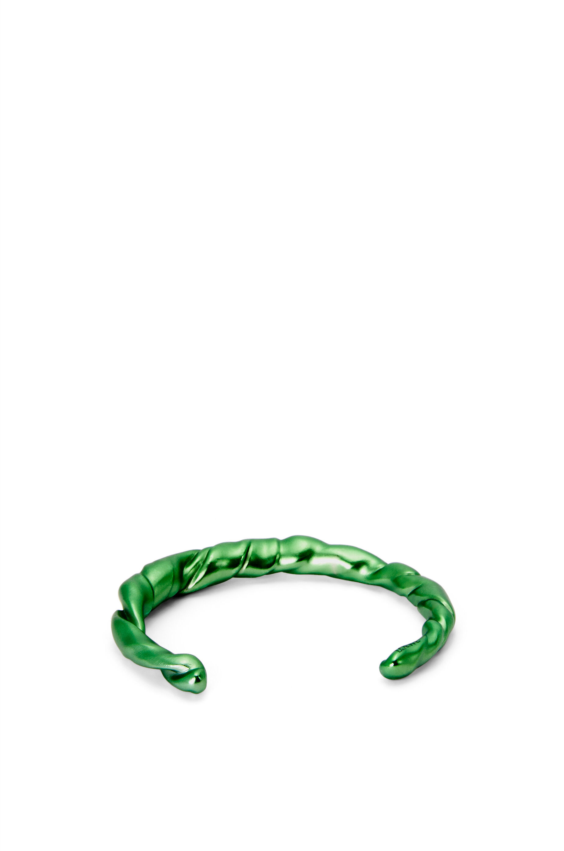 Loewe Twisted Metallic Open Cuff Bracelet In Green