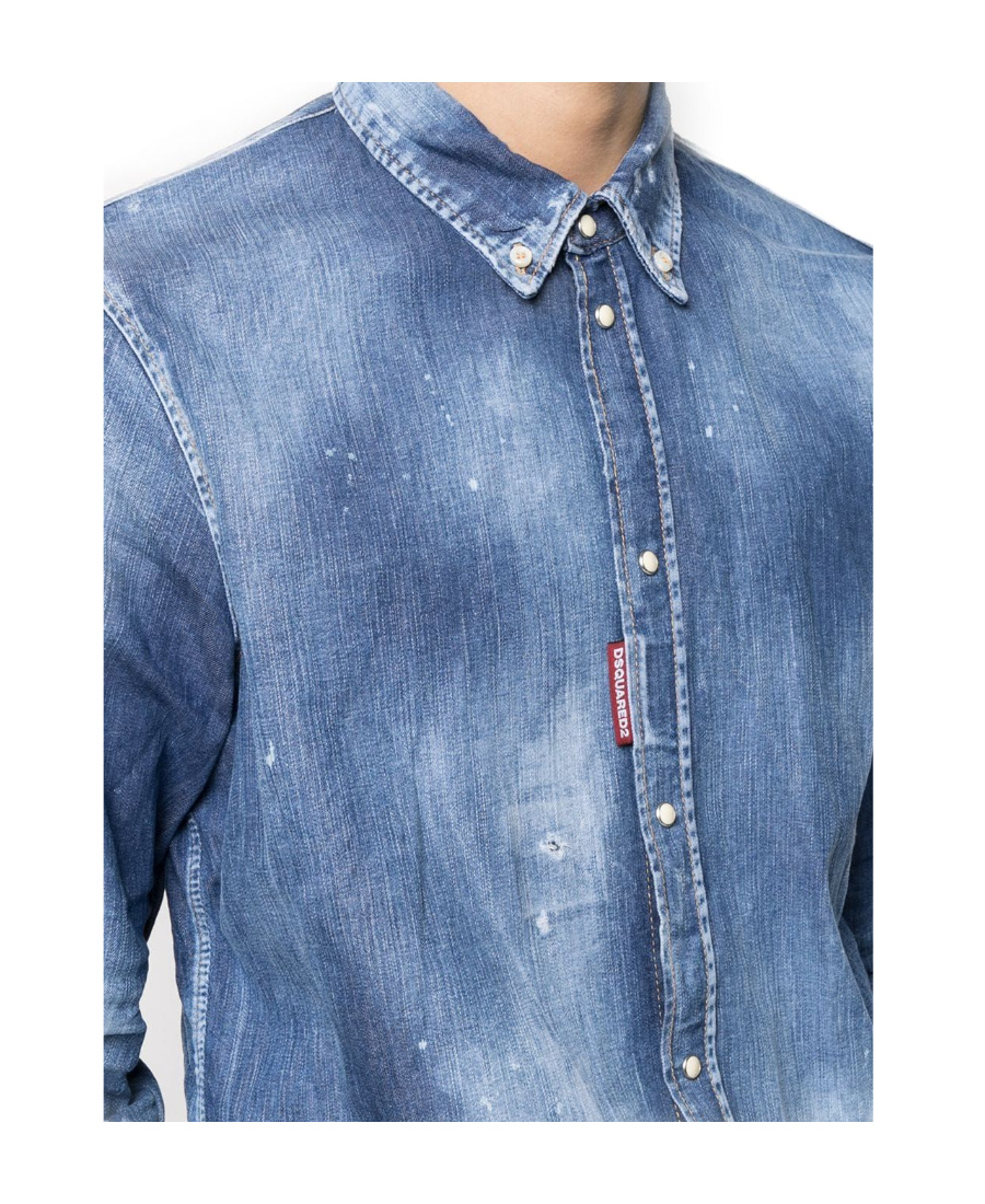 Dsquared2 Distressed Effect Denim Shirt In Blue