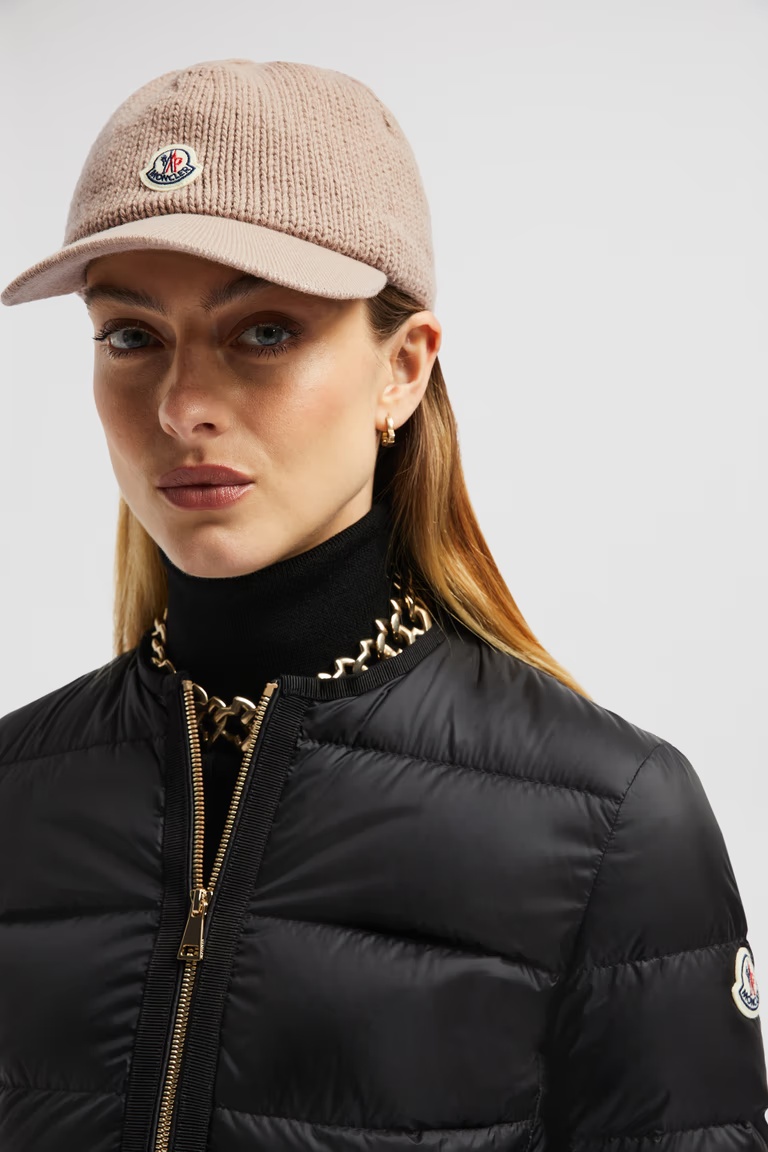 Moncler Knit Cotton Baseball Cap In Nude