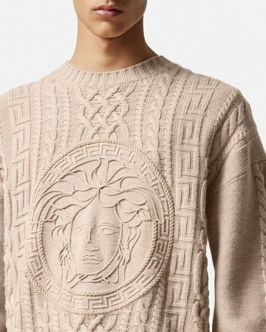 Versace Beige Medusa Sweater In Nude