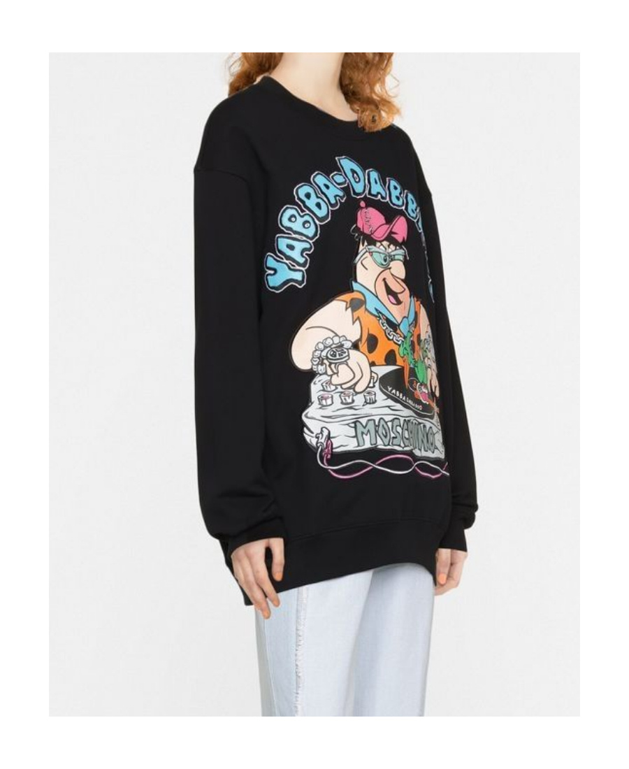 Moschino Graphic-print Crew Neck Sweatshirt In Black