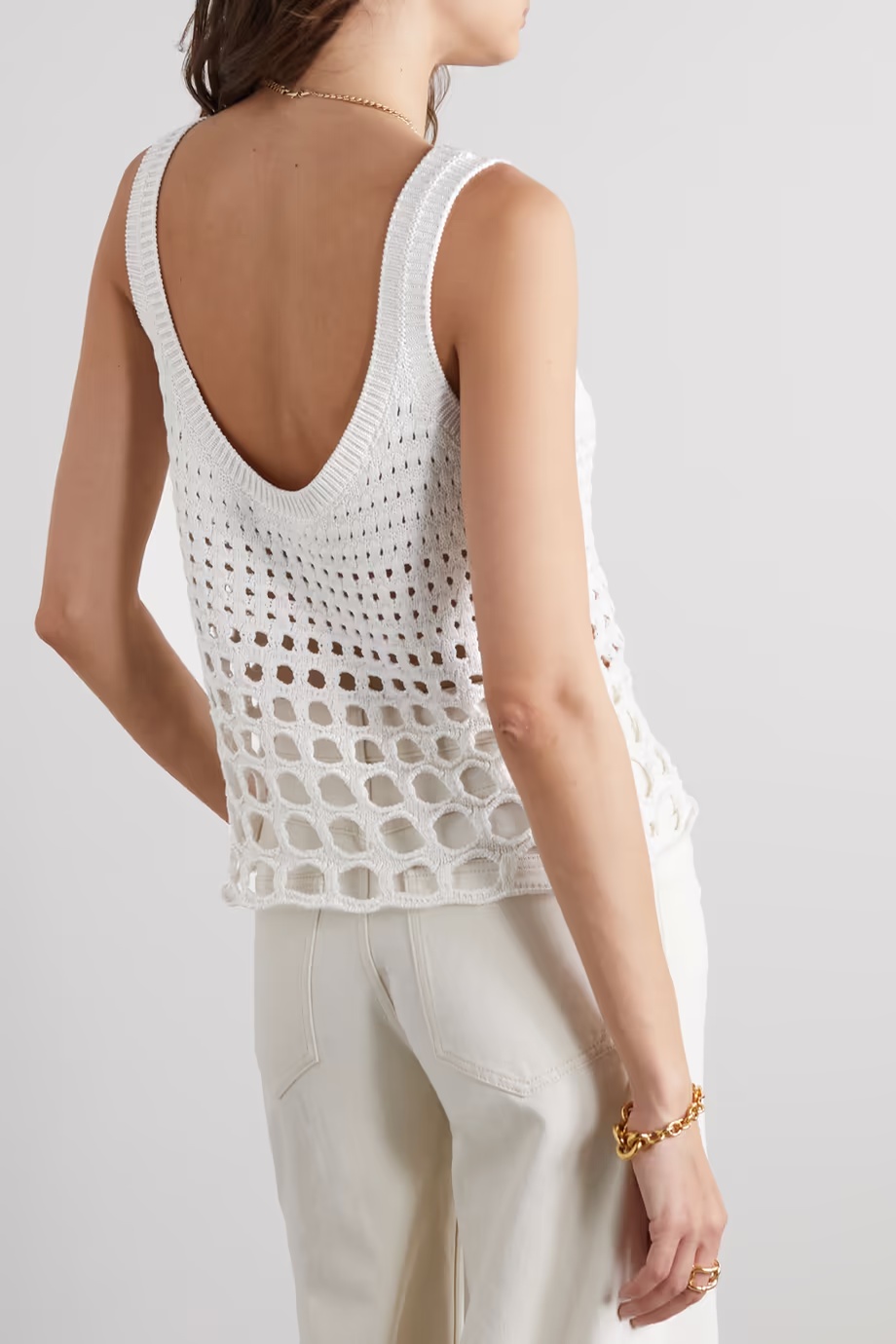 Chloé Open-knit Silk Tank Top In White