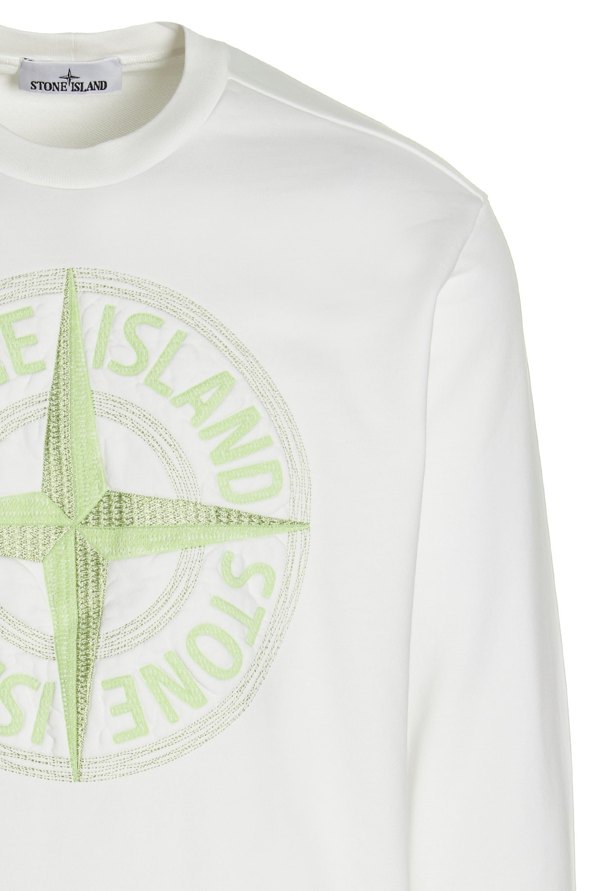 Stone Island Compass-motif Long-sleeved Sweatshirt In White