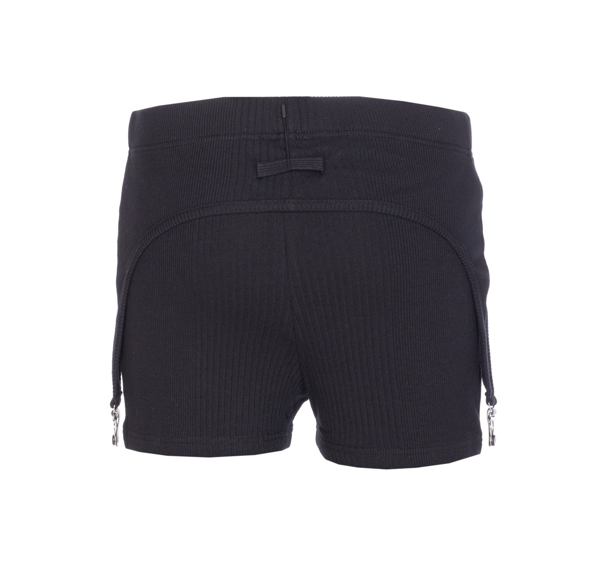 Jean Paul Gaultier Cotton Ribbed Mini Short With Lingerie Garter Clothing In Black