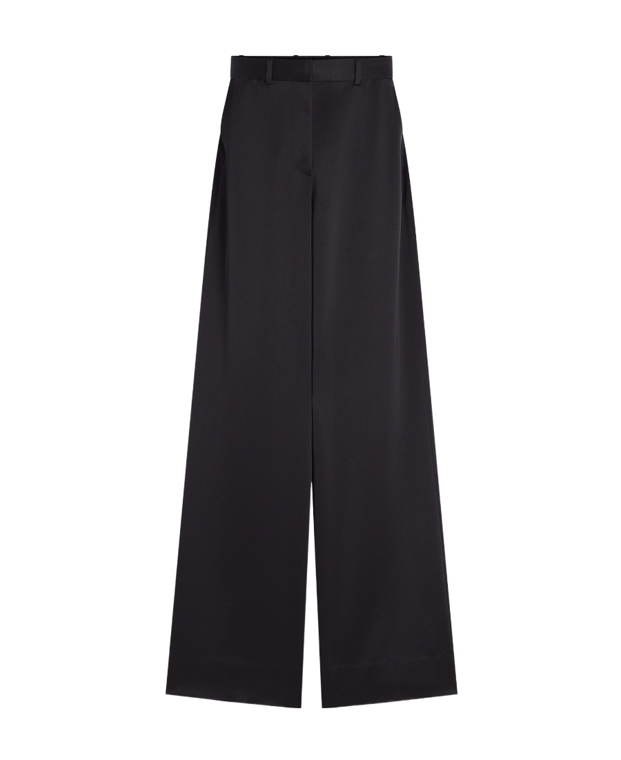 Lanvin Satin-finish Straight-leg Trousers In Black