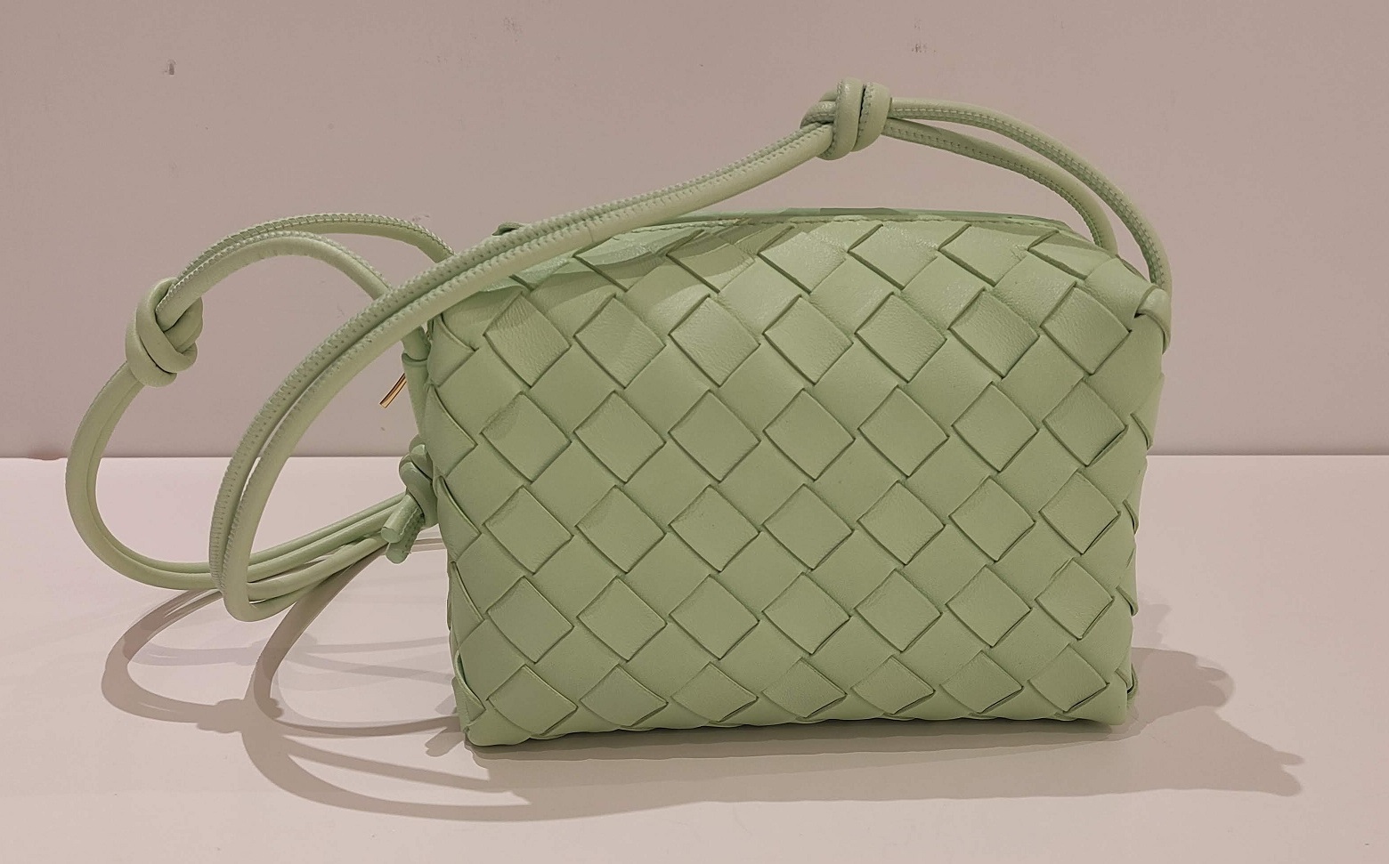 Bottega Veneta Mini Loop Leather Camera Bag In Green