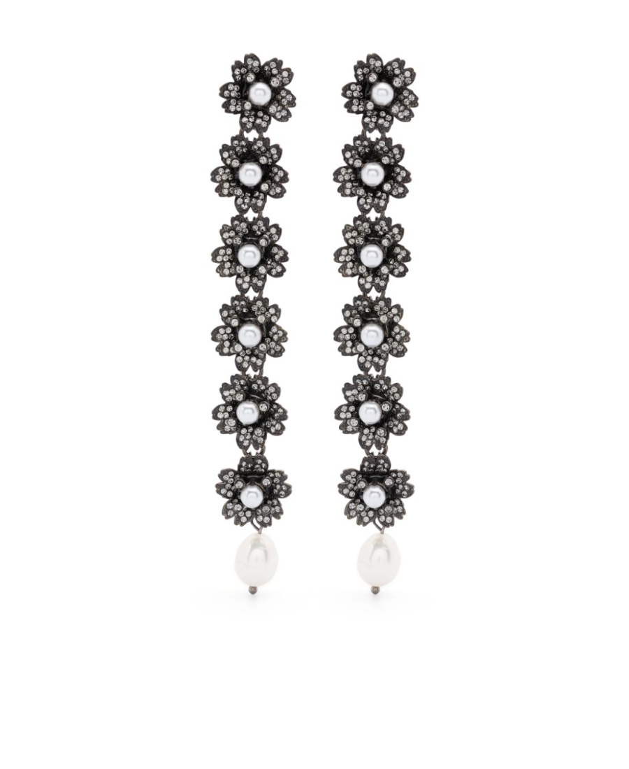 Roger Vivier Bouquet Pearl Detail Earrings In Black