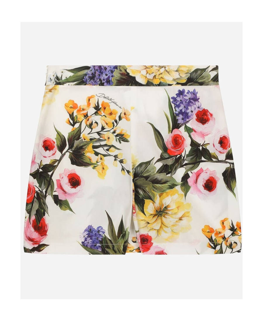Dolce & Gabbana Floral-print Poplin Shorts In White