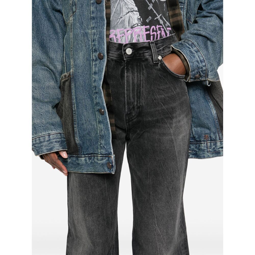 Haikure 'korea' Grey Jeans With Faded Effect And Logo Patch On The Back In Cotton Woman In Black