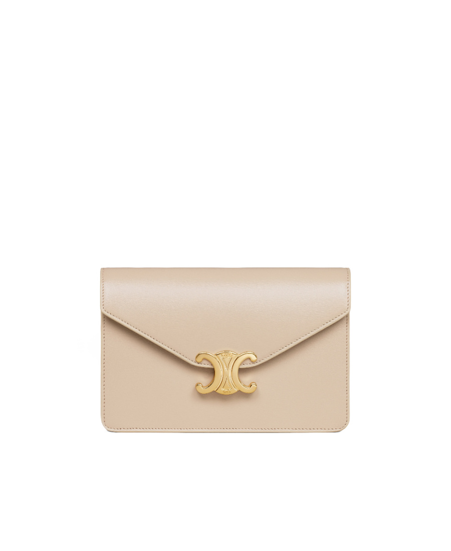 Celine Margo Shiny Chain Wallet In Nude