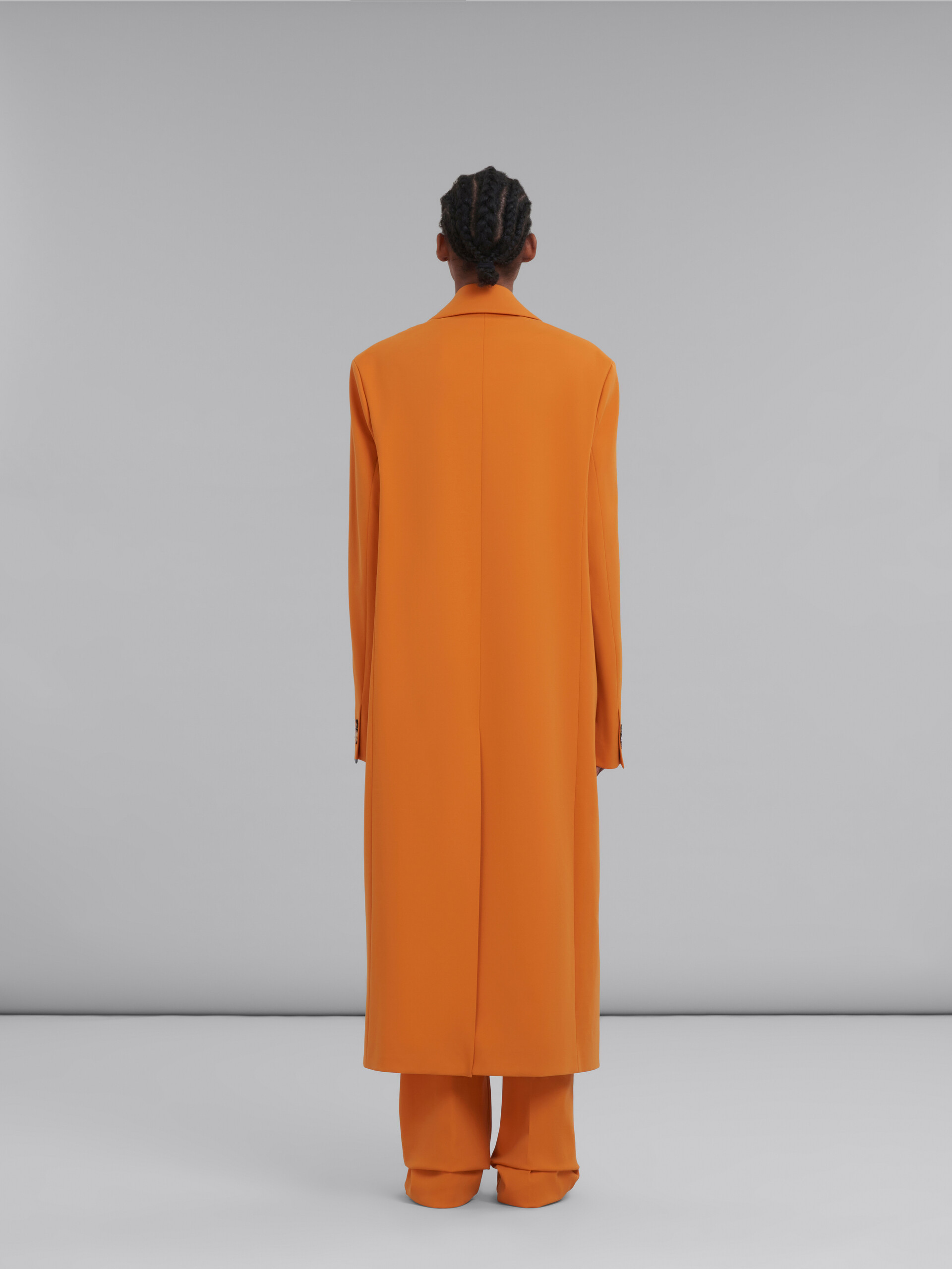 Marni Single-breasted Long Coat In Orange