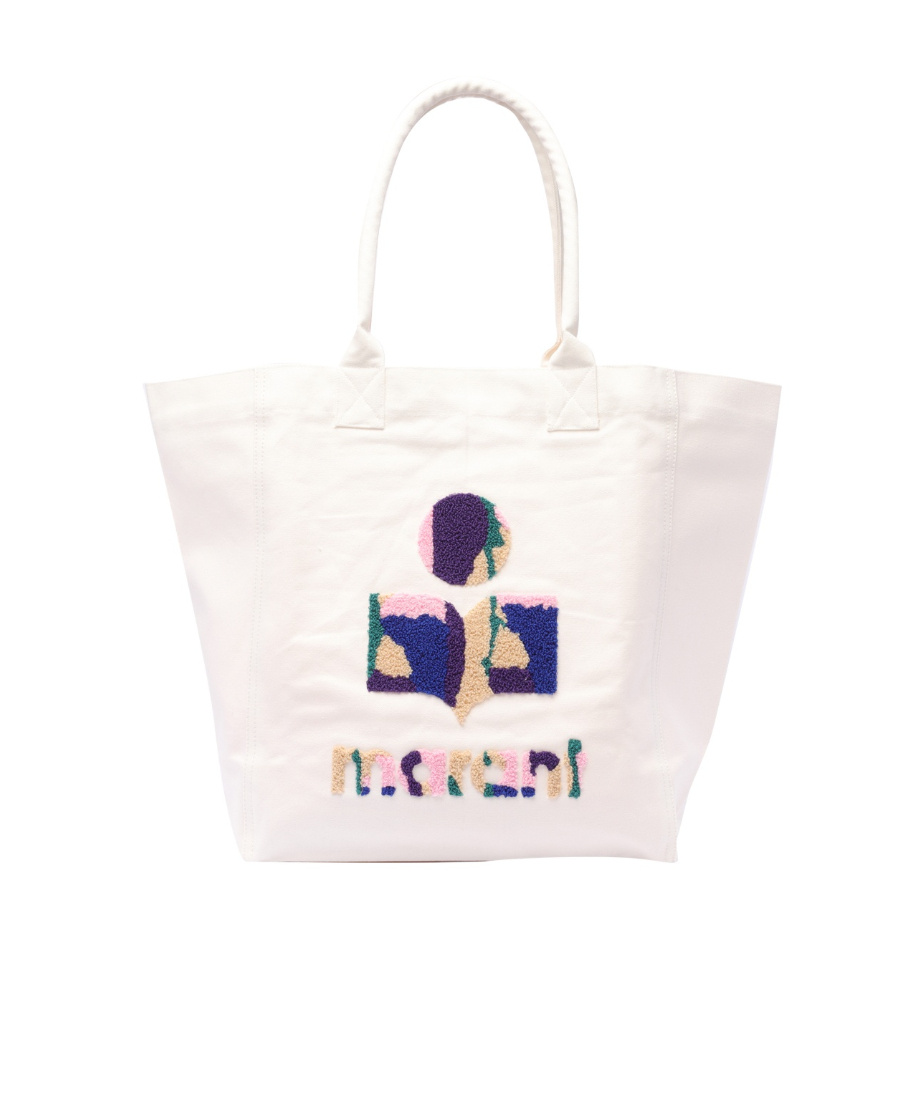 Isabel Marant Yenky Bouclé-logo Top Handle Bag In White