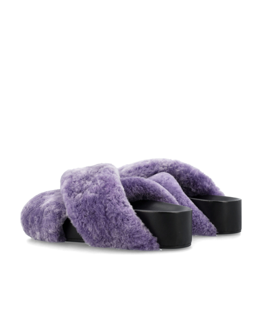 JIL SANDER BRUSHED CROSSOVER-STRAP LEATHER SLIDES