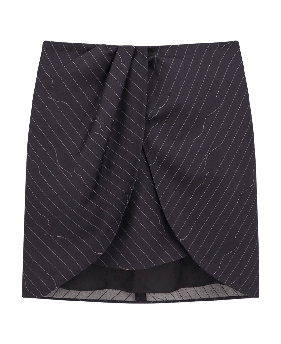 Off-white Pinstripe Draped Miniskirt In Black