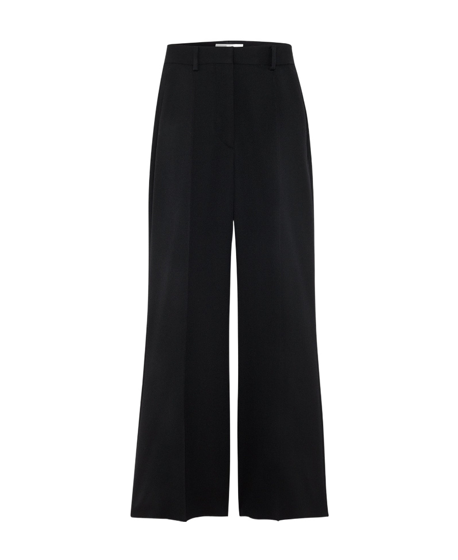 Lanvin Flared Cropped Wool Trousers In Black