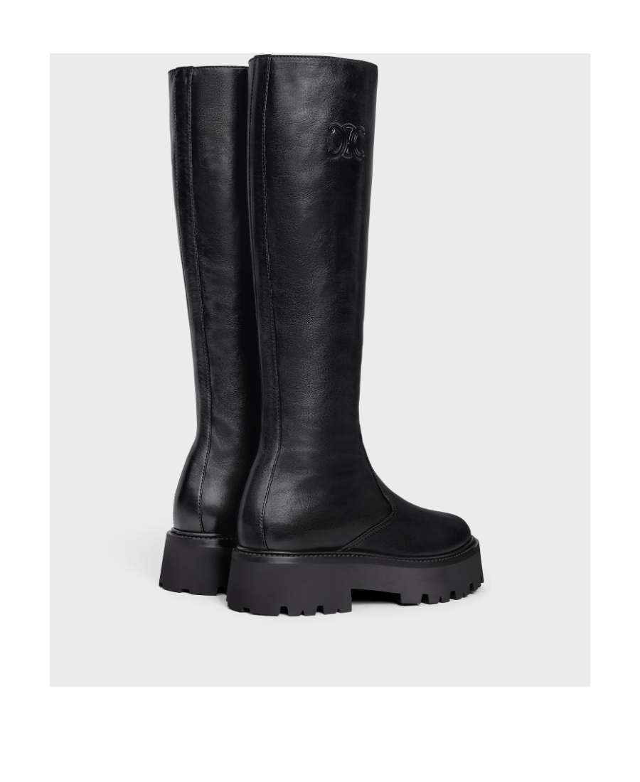Celine Triomphe Large Zipper Boots In Black