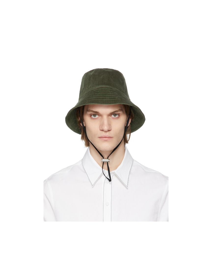 Erdem Green Corduroy Bucket Hat In White