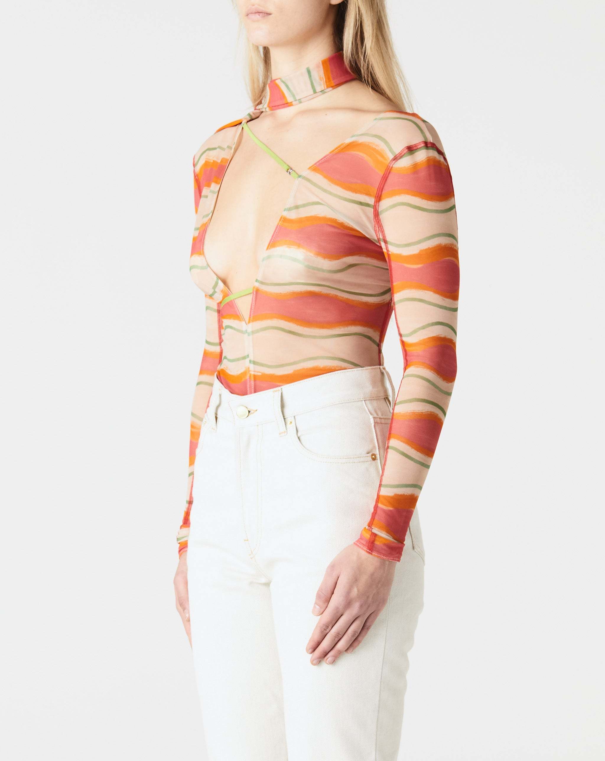 JACQUEMUS LE ABANABA SEMI-SHEER BODYSUIT